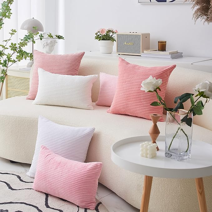Home Brilliant 26x26 Pillow Covers for Couch Bed Decor Pink Soft Velvet Euro Pillow Shams for Sofa Parties, 26 inches, 66 cm, Set of 2, Pink
