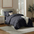 Nestl Twin Comforter Set 5 Piece - Pintuck Twin Bedding Sets Black, College Dorm Room Essentials for Girls and Boys Bed in a Bag Twin All Season, Twin Comforter Set with Sheets, Pillowcase and Sham