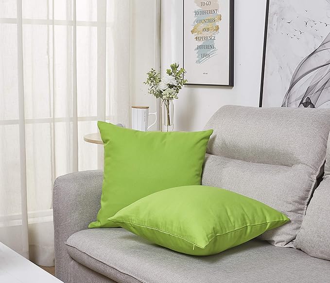TangDepot Handmade Decorative Solid 100% Cotton Canvas Throw Pillow Covers/Cushion Covers, 45 Colors Available - (18" x18" , Apple Green, 2 Count (Pack of 1))