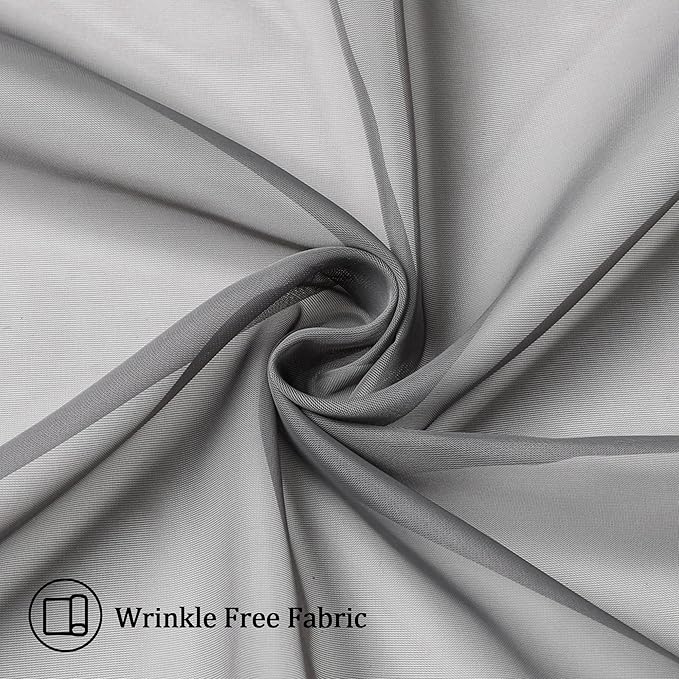 Aiyufeng Charcoal Grey Sheer Curtains 36 Inches Long 2 Panels Set, Short Kitchen Tier Curtains Solid Cafe Bathroom Window Panels, Rod Pocket, 40" Wx36 L