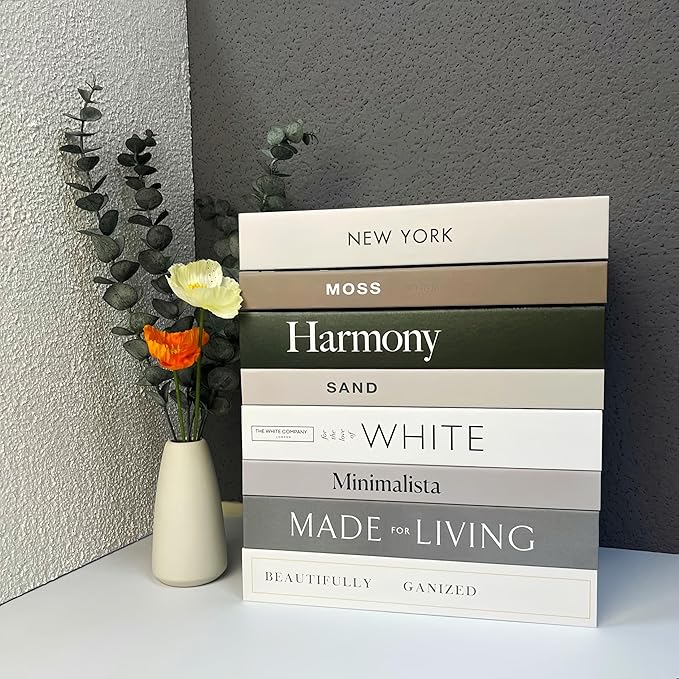 8 Pack Decorative Books, Ediactcyl Decoration Faux Books for Hardcover Home Decor | Fake Book Stacks Display for Bookshelf Room Decor (EDDB68)