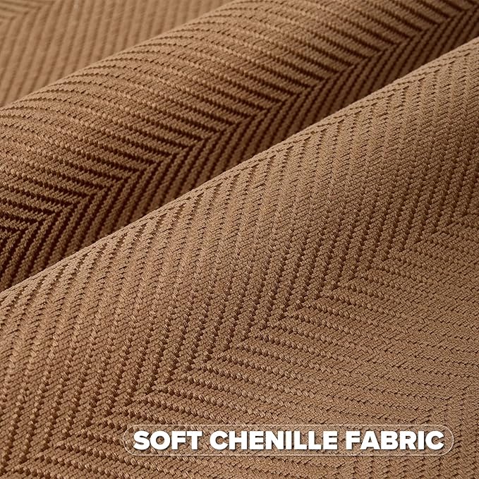 FUTEI Rust Chenille Throw Pillow Covers 22x22 Inch Set of 2,Soft Wide Chevron Textured Cushion Case,Farmhouse Home Decor for Couch Living Room