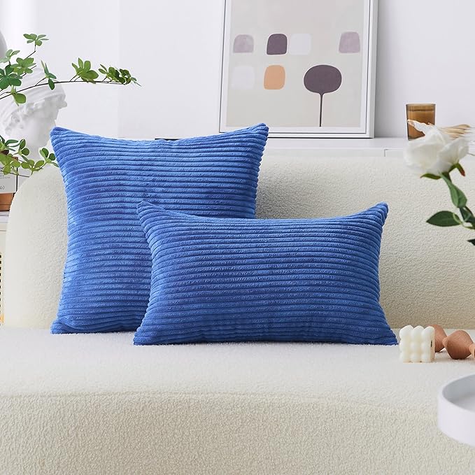 Home Brilliant Decorative Pillows Blue Square Pillow Cover Outdoor Throw Pillows 2 Packs Pillow Cases for Chair, 40cm, 16 x 16 Inch, Blue