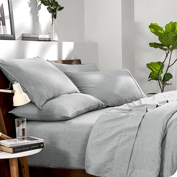 Bare Home Bed-in-A-Bag 5 Piece Comforter & Sheet Set - Twin XL - Goose Down Alternative - Ultra-Soft 1800 Premium Bedding Set - Cationic (Twin XL, Heathered Pewter)