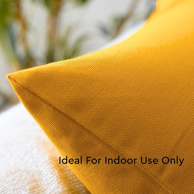 Encasa XO Throw Pillow Covers 18x18 in Set of 2 Mango | No Inserts | Cotton Pillow Covers for Living Room, Bed, Sofa, Couch | Decorative Cushion Covers with Improved Zippers