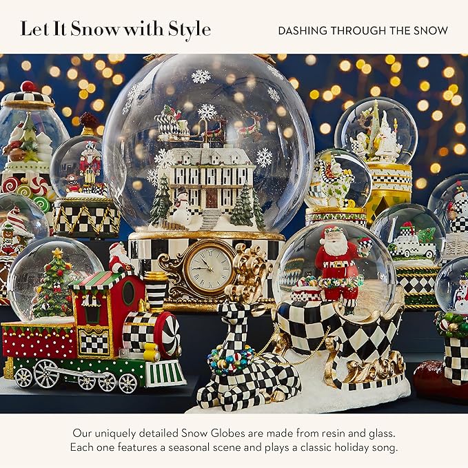 MACKENZIE-CHILDS Snow Globe, Christmas Decoration for Living Room, Holiday Decor, Dashing Through The Snow