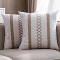 Boho Throw Pillow Covers 18x18 Set of 2 Soft Linen Farmhouse Pillow Covers Rustic Neutral Decorative Pillow Cases for Couch,Bed,Living Room Home Decor