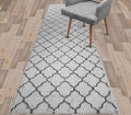 Custom Size Modern Runner Rug Carpet for Hallway Entryway Foyer Kitchen, Slip Resistant Latex Rubber Backed 31 inch Wide X Customized Length, Trellis Grey, 31 inch X 28 feet