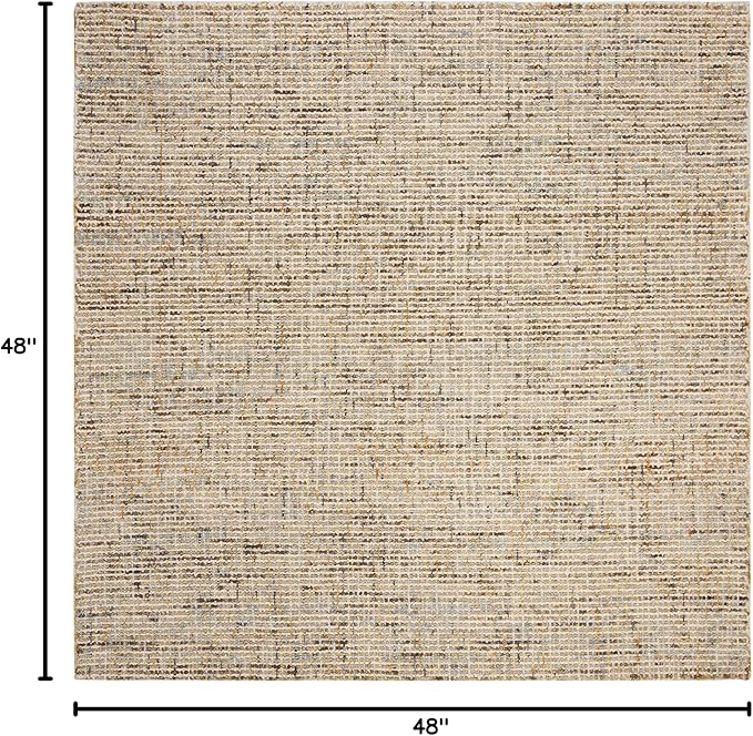 SAFAVIEH Abstract Collection Area Rug - 4' Square, Gold & Blue, Handmade Wool, Ideal for High Traffic Areas in Living Room, Bedroom (ABT468D)