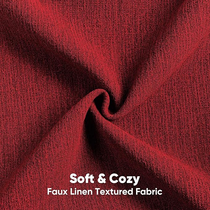 HAUSSY Red Throw Pillow Covers 12x20 Inch Set of 2,Boho Decorative Faux Linen Lumber Throw Pillows Cozy Farmhouse Accent Cushion Covers,Home Decor for Couch Sofa Bed Living Room