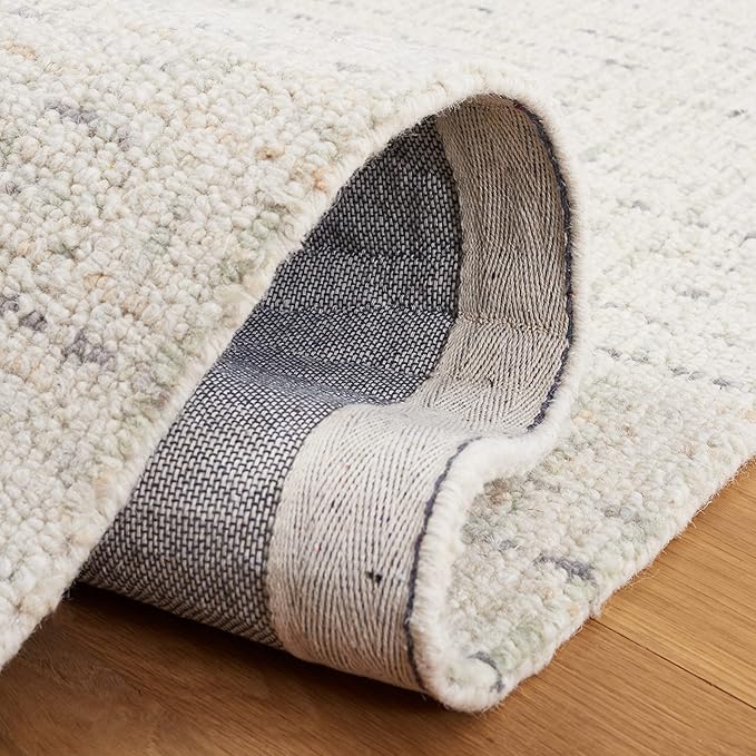 SAFAVIEH Abstract Collection Area Rug - 4' Square, Ivory & Light Grey, Handmade Wool, Ideal for High Traffic Areas in Living Room, Bedroom (ABT468K)