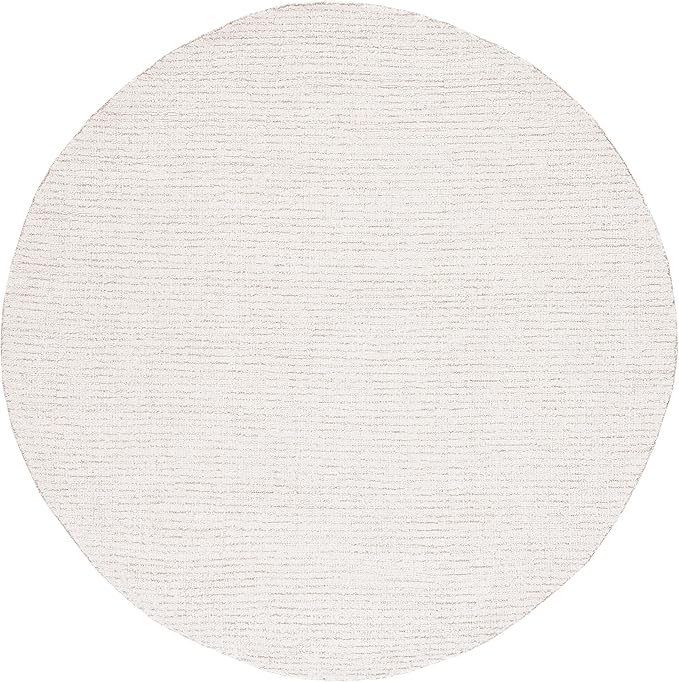 SAFAVIEH Abstract Collection Area Rug - 4' Round, Ivory & Beige, Handmade Wool, Ideal for High Traffic Areas in Living Room, Bedroom (ABT468E)