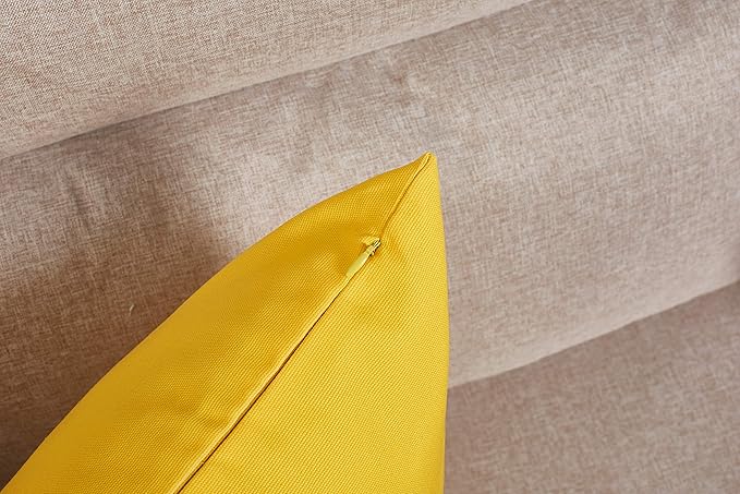 TangDepot Handmade Decorative Solid 100% Cotton Canvas Throw Pillow Covers/Pillow Shams, (28"x28", Yellow)