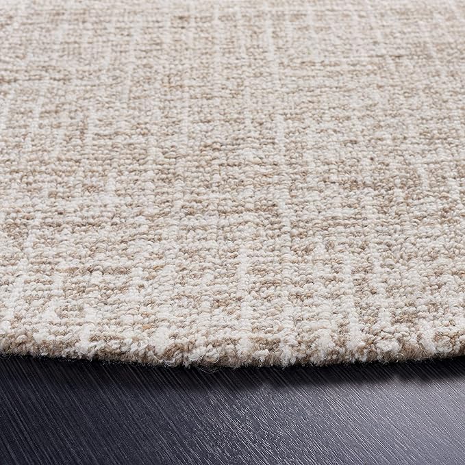 SAFAVIEH Abstract Collection Area Rug - 12' Round, Ivory & Grey, Handmade Wool, Ideal for Living Room, Bedroom, Dining Space (ABT468G)