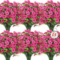 Ouddy Decor 24 Bundles Artificial Flowers for Outdoors Fake Silk Flowers UV Resistant Faux Plastic Plants for Spring Summer Garden Porch Window Box Table Vase Home Indoor Outdoor Decoration, Rose Red