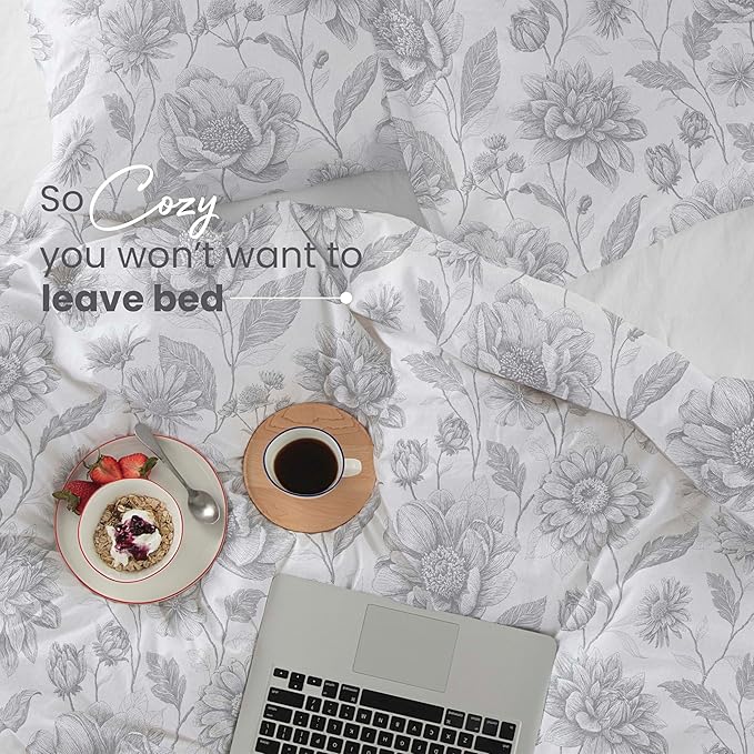 EcoPure Martex Comfort Wash 3-Piece Print King Size Comforter Set – 100% Organic Cotton - All-Season - Breathable & Lightweight – Easy Care – Meadow Walk