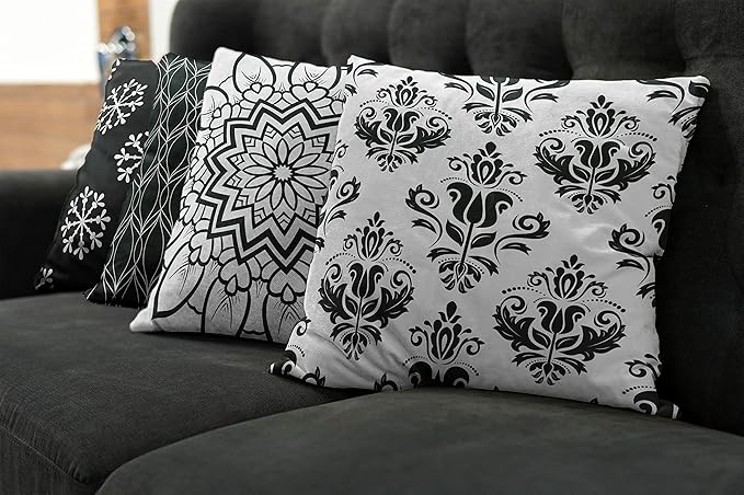 Ambesonne Retro Throw Pillow Cushion Case Pack of 4, Trellis Grid Medieval Floral Damask Mandala Flower Ornament Modern Monochrome, Modern Accent Double-Sided Digital Printing, 18", Dark Reseda Green