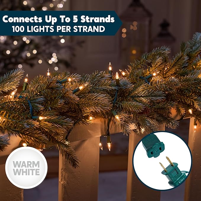 Joiedomi Clear Christmas String Lights Indoor,400(4x100) Mini Warm White Fairy Light,85.6 FT Lighting Decor for Patio Dorm Classroom Bedroom Holiday Wedding Party Garland Birthday Festival,Green Wire