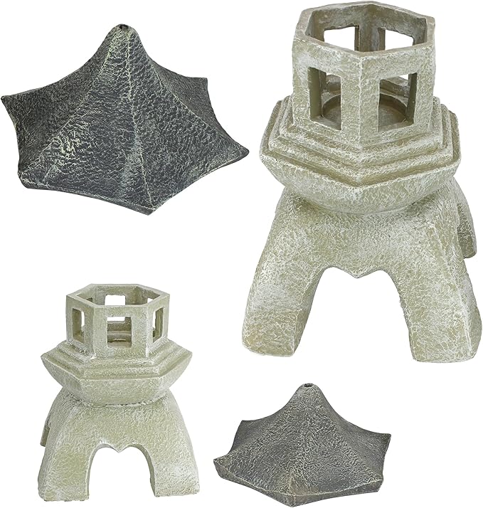 Design toscano ng999870 asian decor pagoda lantern outdoor statue, medium & large, two tone stone finish