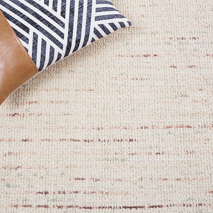 SAFAVIEH Abstract Collection Area Rug - 10' x 14', Ivory & Brown, Handmade Wool, Ideal for High Traffic Areas in Living Room, Bedroom (ABT468T)