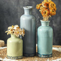 Flower Vase Set of 3, Ceramic Neutral Vases Home Decor, Pottery Rustic Farmhouse Decorative Vases Modern Decor for Table Mantel Entryway Bookshelf Living Room Kitchen Bedroom - Multicolor