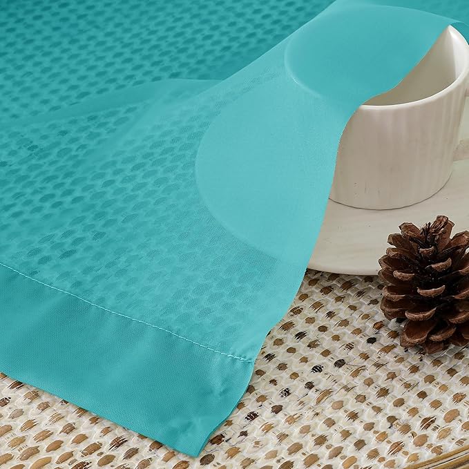 Aiyufeng Turquoise Sheer Curtains 72 Inch Length 2 Panels Set, Light Filtering Airy Rod Pocket Turquoise Window Curtain Treatment Drapes for Kitchen Bedroom Living, Each 42Wx72L Inches