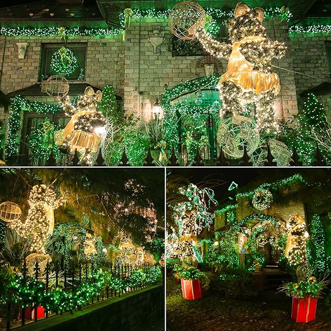 Brizled Green Christmas Lights, 33ft 100 LED 5MM Wide Angle Christmas String Lights, Connectable 120V UL Certified Xmas Tree Light Indoor Outdoor Mini Green Light for Xmas Halloween Tree Party Home