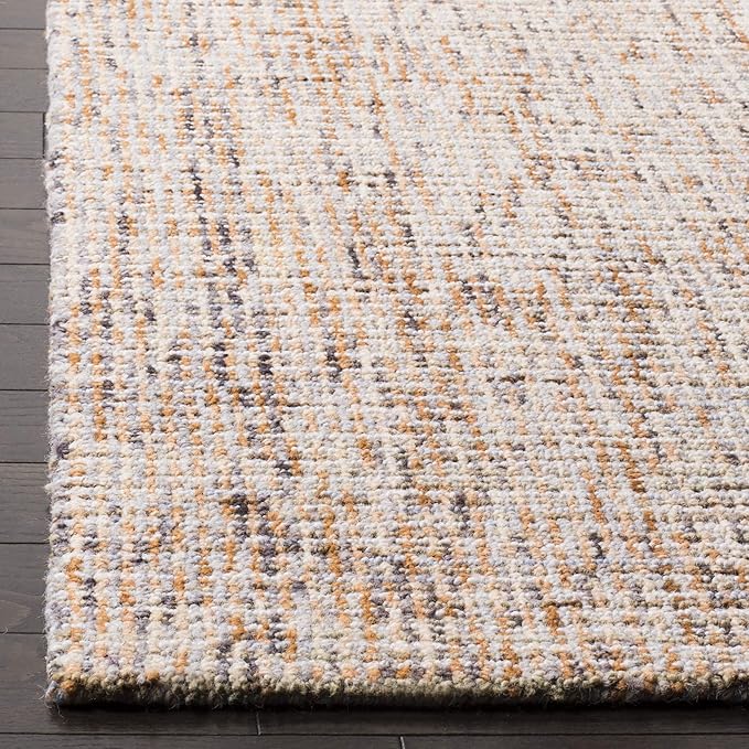 SAFAVIEH Abstract Collection Area Rug - 4' Square, Gold & Blue, Handmade Wool, Ideal for High Traffic Areas in Living Room, Bedroom (ABT468D)