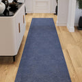 Ottomanson 2' x 46' Ultra-Thin Hallway Runner Rug - Durable Non-Slip Carpet for High-Traffic Areas - Fits Under Doors for Seamless Entry - Ideal for Kitchen, Entryway, Bedroom & Living Room, Navy
