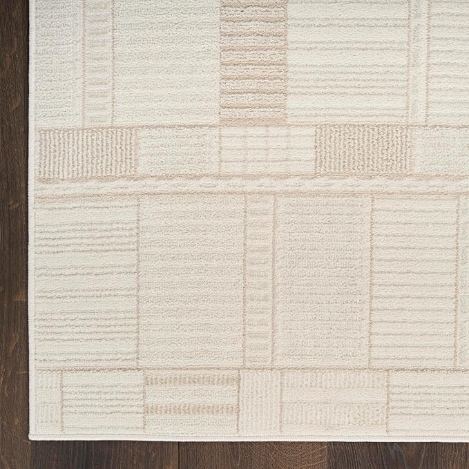 Nourison Nordic Ivory Beige 4' x 6' Scandinavian Area Rug - Easy Clean, Non Shedding, Bed Room, Living Room, Dining Room, Kitchen (4' x 6')