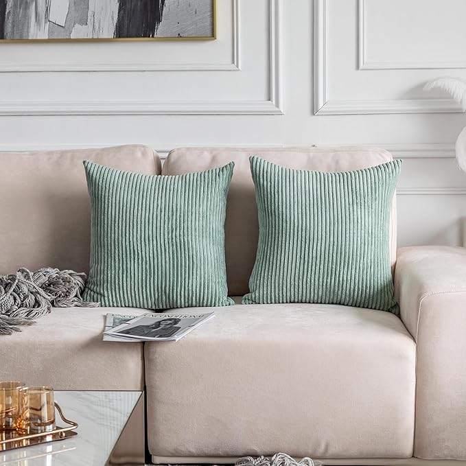 Home Brilliant Sage Spring Pillow Covers 16x16 Sofa Couch Green Pillow Covers Square Throw Pillows for Bedroom Couch Sofa Decor, 40x40 cm, Iceburg Green