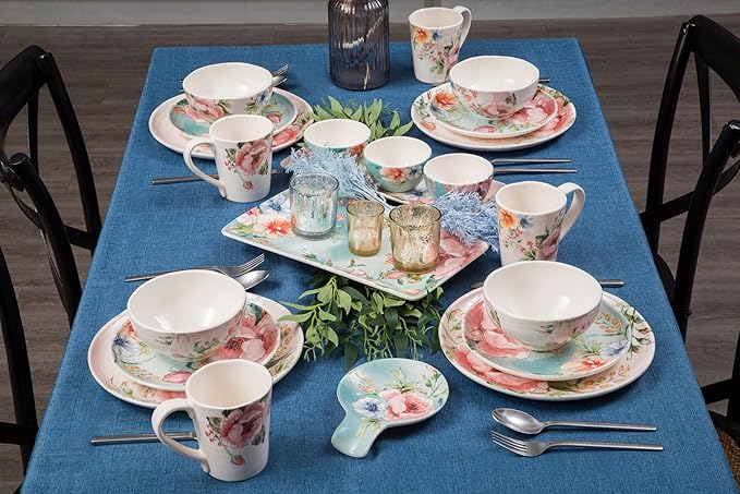 Bico Margret's Garden Cereal Bowls Set of 4, 24 oz Deep Ceramic Soup Bowls for Cereal, Salad, Noodles, Kitchen, Microwave and Dishwasher Safe, Gift for Housewarming and Thanksgiving