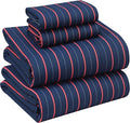 RUVANTI 100% Cotton California King Sheet Sets, 4 Pieces, Soft & Breathable Percale Weave Bedding, Deep Pocket 14", Hotel Standard, Crisp Cool Feel & Durable, Perfect Striped Sheets, Nautical