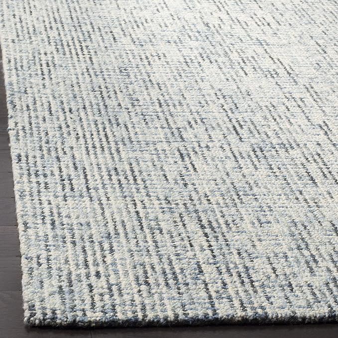 SAFAVIEH Abstract Collection Area Rug - 8' x 10', Blue & Charcoal, Handmade Wool, Ideal for High Traffic Areas in Living Room, Bedroom (ABT468B)