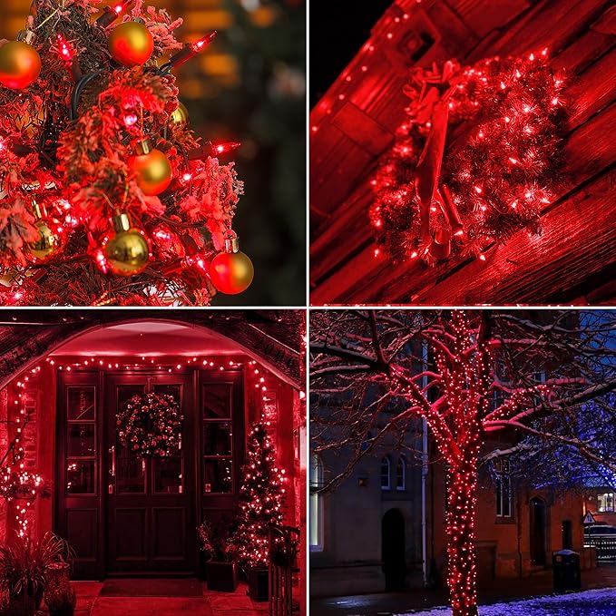 50-Count Red Valentine's Day Lights with Green Wire Waterproof,Mini String Lights for Holiday Decorations, Christmas Tree, Party, Wedding, Xmas, Home, Indoor & Outdoor Use (13ft Long)