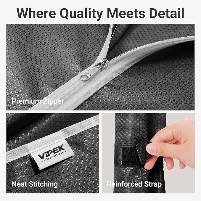 VIPEK V5C Heavy Duty Covered Clothes Rack Portable Closet Rack, Black Metal Clothing Rack with Black Upgarded Polyester Cover, Adjustable Custom Freestanding Closet Wardrobe, Max Load 800LBS