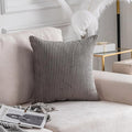 Home Brilliant Square Throw Pillow Cover 24x24 Solid Striped Corduroy Pllowcase Super Soft Plush Velvet Cushion Cover for Chair Couch Patio Furniture, 24 x 24 inch (60cm), Ash Grey
