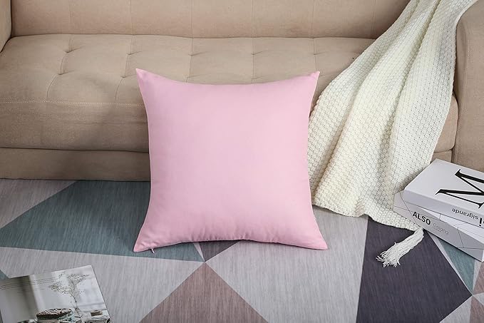 TangDepot Handmade Decorative Solid 100% Cotton Canvas Throw Pillow Covers/Cushion Covers, 45 Colors Available - (20" x20" , Salmon Pink, 2 Count (Pack of 1))