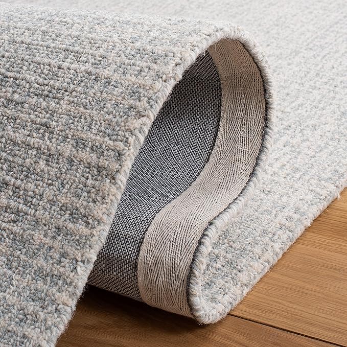 SAFAVIEH Abstract Collection Area Rug - 6' Square, Light Grey & Ivory, Handmade Wool, Ideal for High Traffic Areas in Living Room, Bedroom (ABT468F)