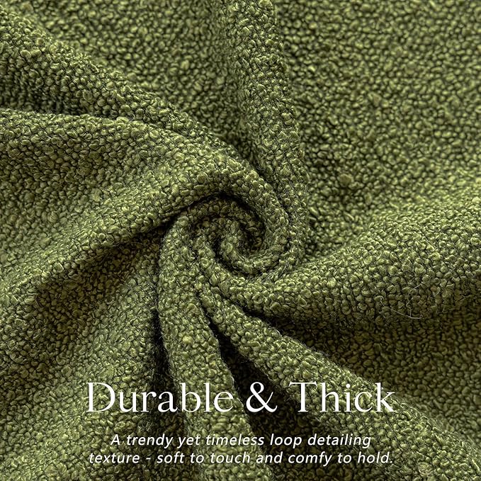 Foindtower Textured Boucle Throw Pillow Covers Accent Solid Pillow Cases Cozy Soft Decorative Couch Cushion Case for Chair Sofa Bedroom Living Room Home Decor, 20 x 20 Inch,Green