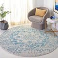 SAFAVIEH Madison Collection 6'7" Round Teal / Ivory MAD603J Oriental Snowflake Medallion Distressed Non-Shedding Dining Room Entryway Foyer Living Room Bedroom Area Rug