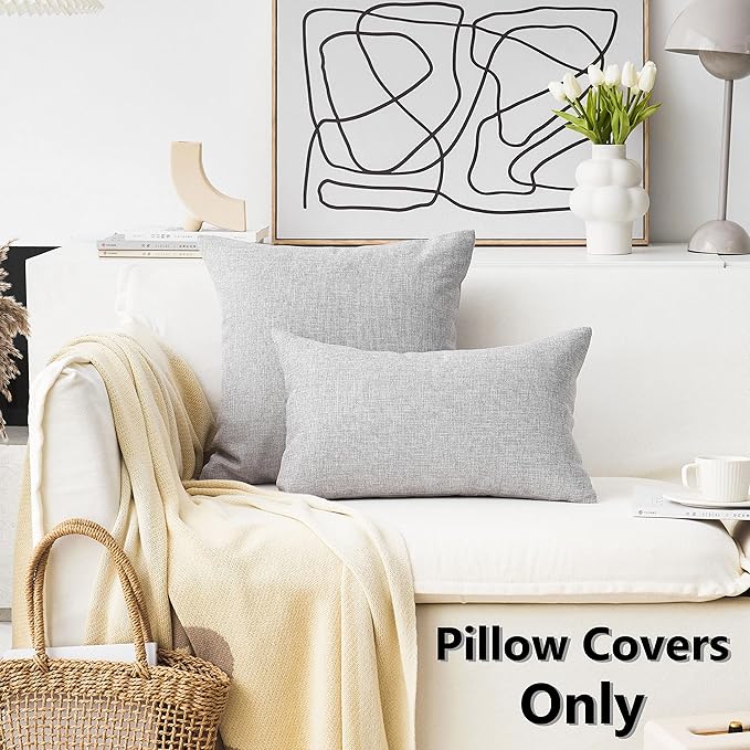 Home Brilliant Set of 2 Decorative Pillow Covers for Couch Accent Pillows Cases for Sofa, 16x16 inch, Light Grey