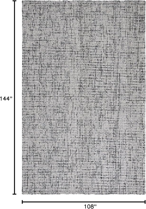 SAFAVIEH Abstract Collection Area Rug - 9' x 12', Dark Grey & Ivory, Handmade Wool, Ideal for High Traffic Areas in Living Room, Bedroom (ABT468H)