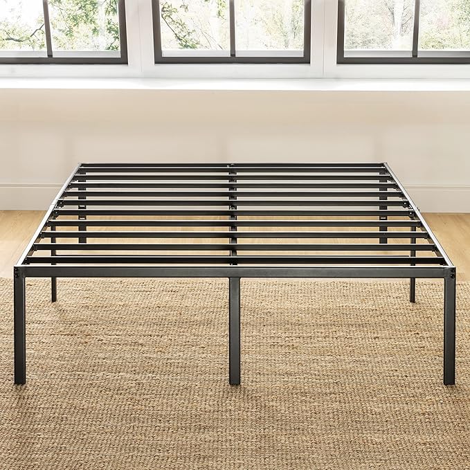 Best Price Mattress 16 Inch Metal Platform Bed Frame, Heavy Duty Steel Slats, Black, Full (SPSC-16BK-F)