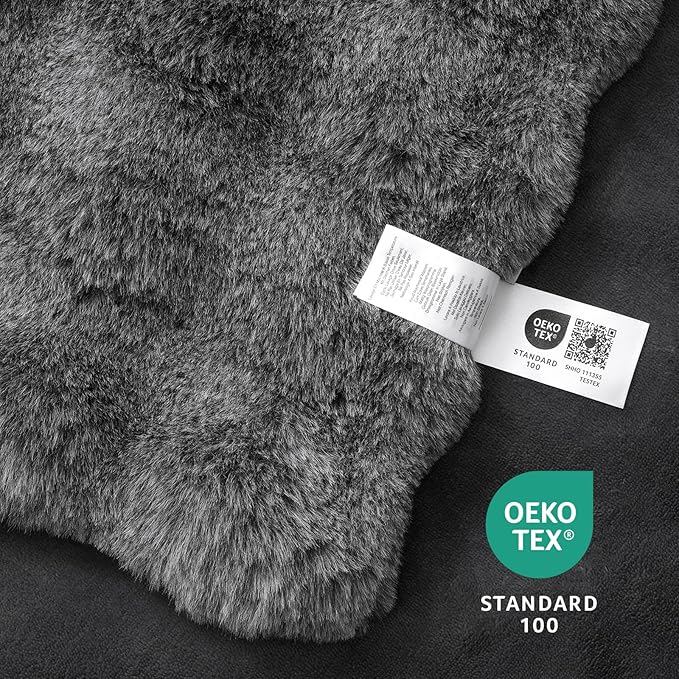 Amélie Home Faux Fur Throw Blanket for Couch, Ultra Soft Fuzzy Plush Bubble Throw for Sofa, Living Room & Home Decor, 50"x60", Cationic Wolf Gray
