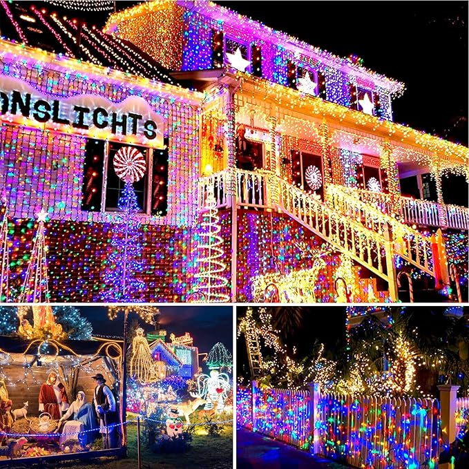 1000 LED 328ft 11 Modes with Timer Remote Christmas String Lights IP55 Outdoor Waterproof UL Certificated Indoor Fairy Lights Garden Patio Christma Trees Parties Wedding Decoration Two-Color