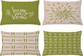 Ambesonne Modern Throw Pillow CushiCase Pack 4, Scandinavian Minimal Ornaments Boho Feather Leaves Home Phrase, Modern Accent Double-Sided Digital Printing, 20" x 12", Pale Tan and Pistachio Green