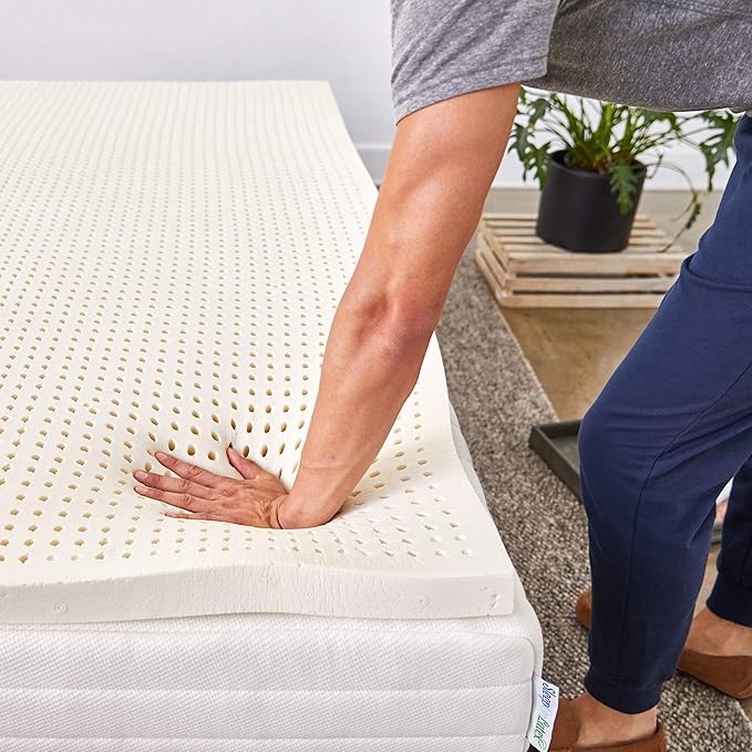 Pure Green Natural Latex Mattress Topper - Medium Firmness - 2 Inch - King Size (GOLS Certified Organic)