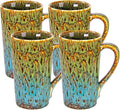 20oz Porcelain Coffee Mugs Set of 4, Large Tall Coffee Mugs with Handles, Modern Ceramic Coffee Cups for Coffee, Tea, Cocoa, Milk, Gifts for Women Men - Green & Blue