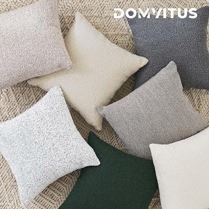 DOMVITUS Boucle Pillow Covers 20x20 Luxury Throw Pillow Covers Decorative Pillows for Bed Sofa Pillows for Living Room Accent Couch Pillows Soft Cushion Case, 1PC, Buttery Cream